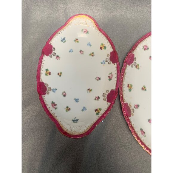 Vintage Victoria Austria Floral Ceramic Serving Platters Set of 3 Pink & White - Picture 4 of 16